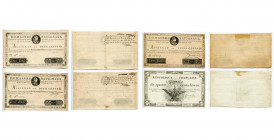 FRANCE, lot de 4 assignats: 300 livres, 12.09.1791 (série B, faux d''époque); 200 livres, 31.08.1792 (2, série C et H, avec annotations d''époque au d...