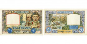 FRANCE, 20 francs, 22.8.1940. Pick 92a. Trou d''épingle. Légèrement corné.
Très Beau à Superbe