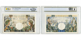 FRANCE, Banque de France, 1000 francs, 06.07.1944. Shafer & Bruce 96c. Certifié PCGS 66 PPQ.
Neuf