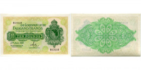 ILES FALKLAND, Administration britannique, 10 pounds, 15.6.1982. Pick 11c. Rare.
quasi Neuf