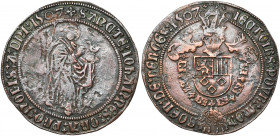 PAYS-BAS MERIDIONAUX, Cu jeton, 1507. Jean de Berghes. D/ + SANCTE IOHANNES ORA PRO NOBIS A DNI 1507 Saint Jean deb. de f. ten. un oiseau. R/ + IECTOI...