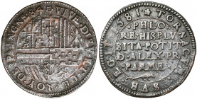 PAYS-BAS MERIDIONAUX, Cu jeton, 1584/1581, Arras. Prise de Tournai par Alexandre Farnèse. D/ Ecu de Philippe II en plein champ. R/ TORNACVM SVBEGIT Da...