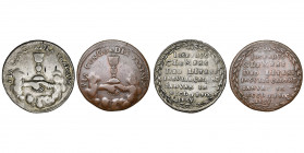 PAYS-BAS MERIDIONAUX, jeton, 1707. Première messe de Joseph Clément de Bavière dans l''église des Jésuites à Lille. D/ Calice contenant une hostie pla...