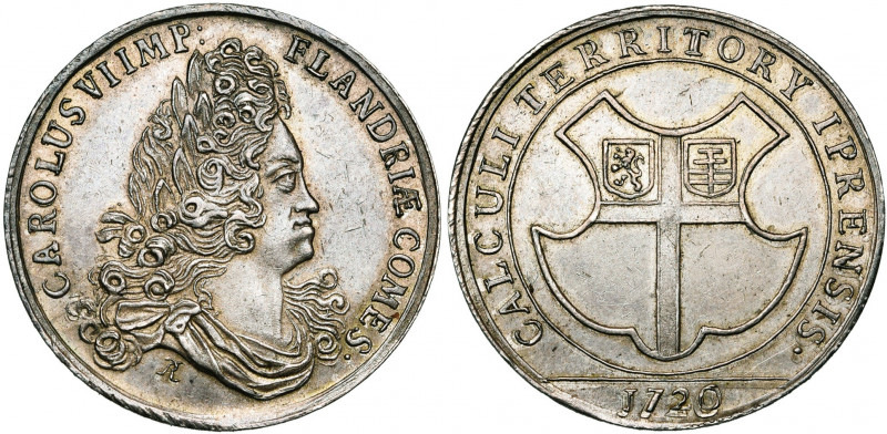 PAYS-BAS MERIDIONAUX, AR jeton, 1720, Ph.-L. Roettiers. Châtellenie d''Ypres. D/...