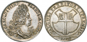 PAYS-BAS MERIDIONAUX, AR jeton, 1720, Ph.-L. Roettiers. Châtellenie d''Ypres. D/ B. l. et dr. de Charles VI à d. R/ CALCULI TERRITORY IPRENSIS· Ecu éc...