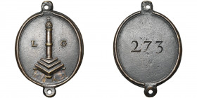PAYS-BAS MERIDIONAUX, AE insigne, s.d. (1789 ?), Liège. Insigne de mendiant transformé en insigne révolutionnaire. D/ Perron liégeois entre L-G. La da...