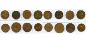 PAYS-BAS MERIDIONAUX, lot de 8 jetons en cuivre: 1568, Menaces de Philippe II contre les insurgés; 1577, Bureau des Finances; Etats de Brabant - Souha...