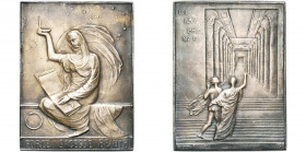 BELGIQUE, AR plaquette, 1930, Rousseau. Les amis philanthropes. D/ Une femme drapée assise à g., ten. une lampe et un livre ouvert. A l''ex., FORCE SA...