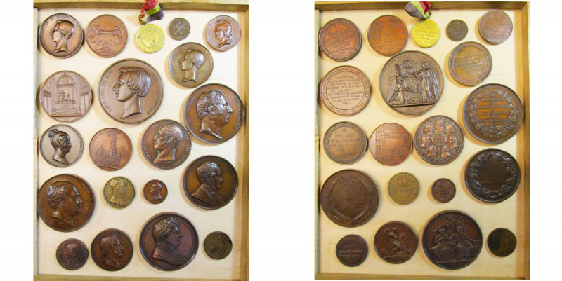 BELGIQUE, lot de 20 médailles en bronze, dont: 1830, Veyrat, Décoration des jour...