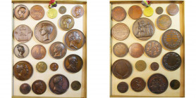 BELGIQUE, lot de 20 médailles en bronze, dont: 1830, Veyrat, Décoration des journées de septembre (AE doré); 1831, Leclercq, Régence de Surlet de Chok...