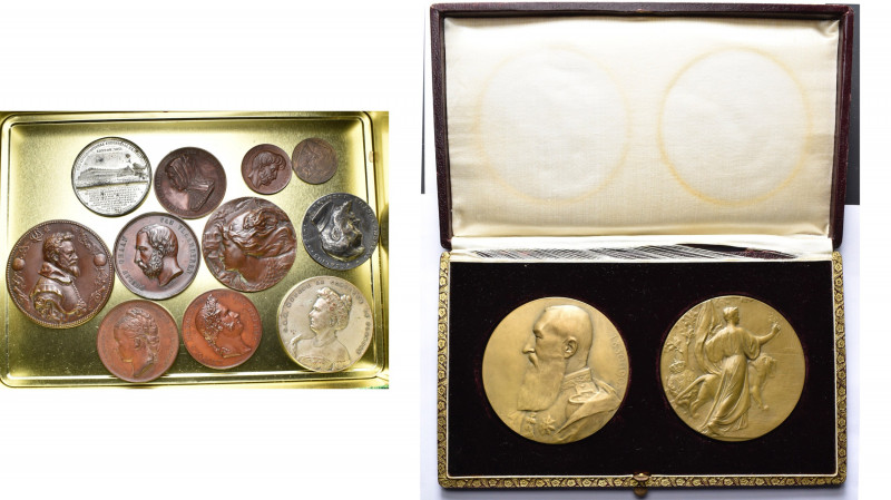 BELGIQUE, lot de 13 médailles: 1835, Jouvenel, Exposition de l''industrie belge ...