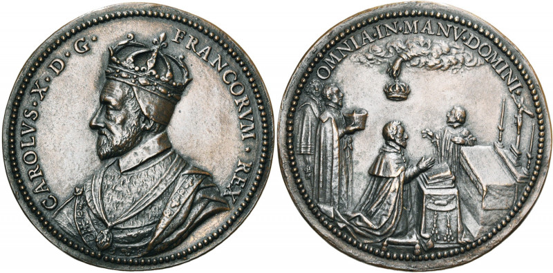 FRANCE, AE médaille, s.d. (1589), Ph. Regnault. Charles X, cardinal de Bourbon, ...