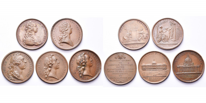 FRANCE, lot de 5 médailles: 1721, Duvivier, Rétablissement de la santé du roi; 1...