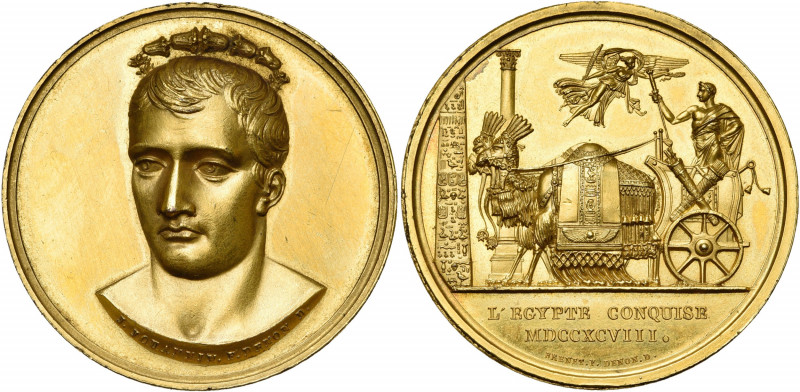 FRANCE, AE doré médaille, 1798, Jouannin/Brenet. Conquête de l''Egypte. D/ B. de...