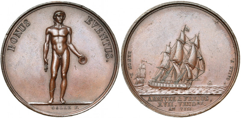 FRANCE, AE médaille, 1799 (an 8), Galle. Arrivée de Bonaparte à Fréjus après la ...