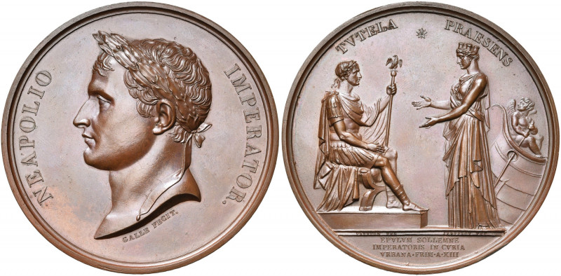 FRANCE, AE médaille, 1804 (an 13), Galle et Jeuffroy. Fêtes du couronnement impé...