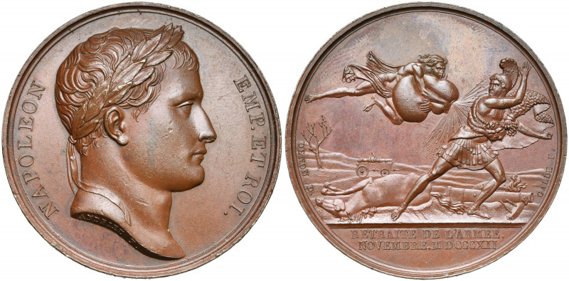 FRANCE, AE médaille, 1812, Andrieu/Galle. Retraite de Russie. D/ T. l. de Napolé...