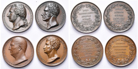 FRANCE, lot de 4 médailles: 1809, Lefebure, Mort de Lannes, duc de Montebello; 1815, Caunois, Mort du maréchal Augereau, duc de Castiglione; 1817, Bar...