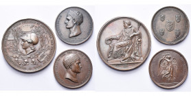 ITALIE, lot de 3 médailles: 1805, L. Manfredini, Napoléon Ier, roi d''Italie; 1809, L. Manfredini, Bataille de Wagram (Superbe); 1812, Gatteaux, Ecole...