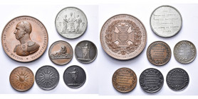 PAYS-BAS, lot de 7 médailles: 1816, Création du Royaume des Pays-Bas (étain); 1831, Schouberg, Création de la Metalen Kruis; 1831, Hommage aux jeunes ...