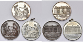 PAYS-BAS, lot de 3 médailles, 1857, Elion, Bicentenaire de l''Orphelinat (Weeshuis) d''Amsterdam. AR, AE et étain (avec anneau), 41 mm.
presque Super...