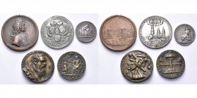 lot de 5 médailles, dont: Allemagne, 1714, N. Roettiers, Karg von Bebenburg, chancelier de Cologne (AE, petit trou); 1725, Abbaye de Seligenstad (AR, ...