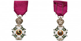 BELGIQUE, Ordre de Léopold, croix de chevalier à titre civil, modèle unilingue avec couronne du premier type (1832), de fabrication probablement franç...