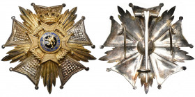 BELGIQUE, Ordre de Léopold II, plaque de grand officier, modèle bilingue en argent. Dans une boîte Piret (Bruxelles).