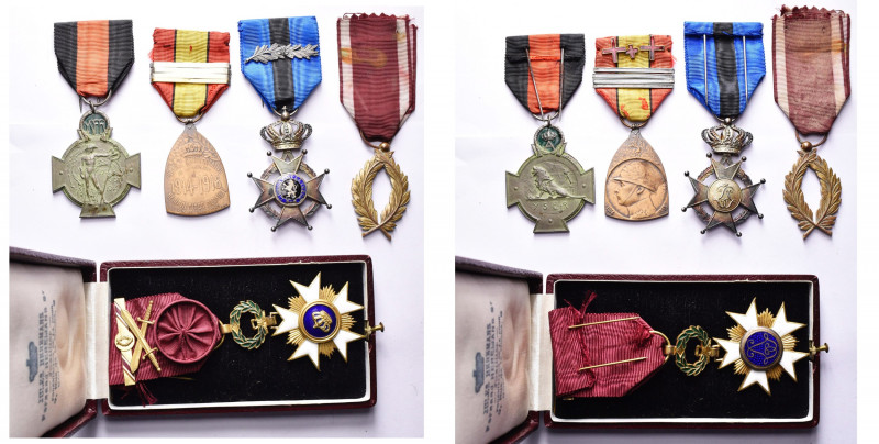 BELGIQUE, lot de 5 décorations ayant appartenu à un vétéran 1914-1918: officier ...
