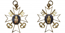 BELGIQUE, croix de chanoine du chapitre de la cathédrale de Tournai, aux armes de Pie IX (1846-1878). En or (20,42 g), les améthystes des branches man...