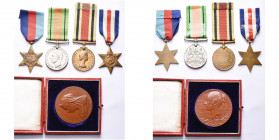 GRANDE-BRETAGNE, lot de 4 décorations et 1 médaille: France & Germany Star, 1939-1945 Star, Defence Medal, Special Constabulary Long Service Medal (ty...