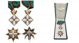 ITALIE, Ordre du Mérite de la République, ensemble de grand officier: plaque (pastille Gardino) et bijou de commandeur en vermeil (la dorure de la cou...