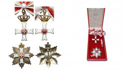 ORDRE DE MALTE, ensemble de grand-croix: plaque en argent, bijou en vermeil et écharpe, miniature et rosette de l’Ordre du Mérite "Pro Merito Melitens...