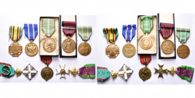 lot de 8 décorations: officier de l’Ordre italien du Mérite de la République, trois décorations officielles belges de la guerre 1940-1945 (médaille du...