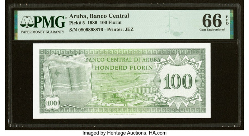 Aruba Banco Central 100 Florin 1.1.1986 Pick 5 PMG Gem Uncirculated 66 EPQ. 

HI...