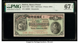 Bolivia Banco Potosi 1 Boliviano 1.1.1894 Pick S231 PMG Superb Gem Unc 67 EPQ. 

HID09801242017

© 2022 Heritage Auctions | All Rights Reserved