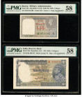 Burma Military Administration 1 Rupee 1940 (ND 1945) Pick 25b Jhun5.9.1B PMG Choice About Unc 58; India Reserve Bank of India 10 Rupees ND (1943) Pick...