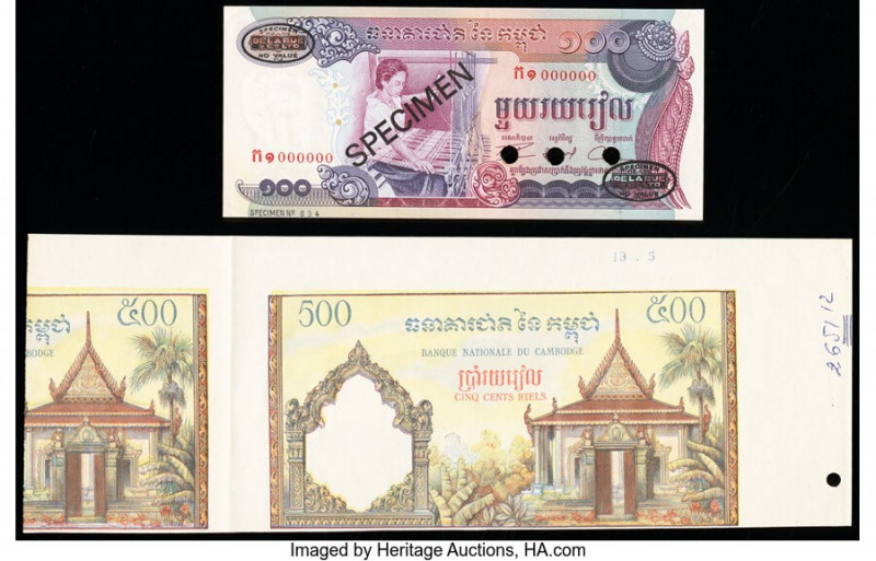 Cambodia Banque Nationale du Cambodge 100 Riels ND (1973) Pick 15s Specimen Cris...