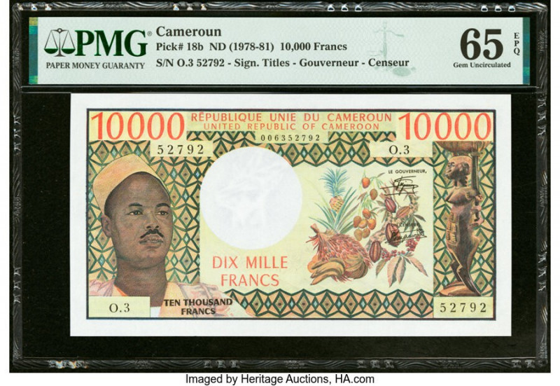 Cameroon Banque des Etats de l'Afrique Centrale 10,000 Francs ND (1978-81) Pick ...