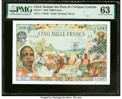 Chad Banque Des Etats De L'Afrique Centrale 5000 Francs 1.1.1980 Pick 8 PMG Choice Uncirculated 63. Minor stains are present on this example. 

HID098...