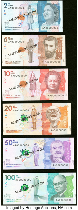 Colombia Banco Nacional de la Republica de Colombia Group Lot of 6 Specimen Cris...