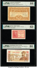 Denmark National Bank 10 Kroner 1943 Pick 31o PMG Choice Uncirculated 64 EPQ; Greece Ionian Islands, Biglietto A Corsa Legale 5 Drachmai ND (1941) Pic...