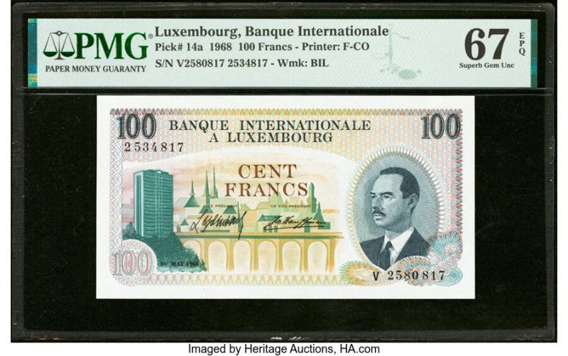 Luxembourg Banque Internationale a Luxembourg 100 Francs 1.5.1968 Pick 14a PMG S...