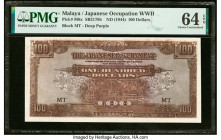 Malaya Japanese Government 100 Dollars ND (1944) Pick M8x SB2178b PMG Choice Uncirculated 64 EPQ. 

HID09801242017

© 2022 Heritage Auctions | All Rig...