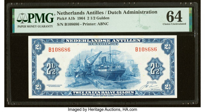 Netherlands Antilles Nederlandse Antillen, Muntbiljet 2 1/2 Gulden 1964 Pick A1b...