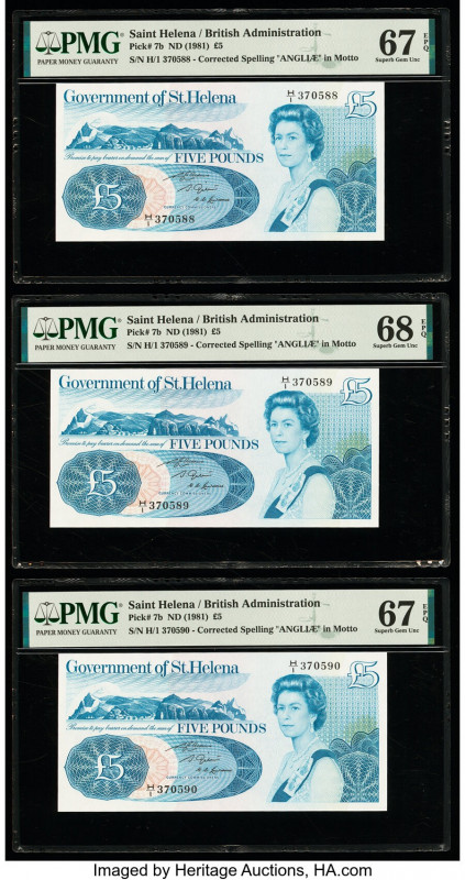 Saint Helena Government of St. Helena 5 Pounds ND (1981) Pick 7b Five Examples P...