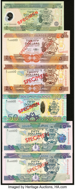 Solomon Islands Group Lot of 12 Examples Crisp Uncirculated. Red Specimen overpr...