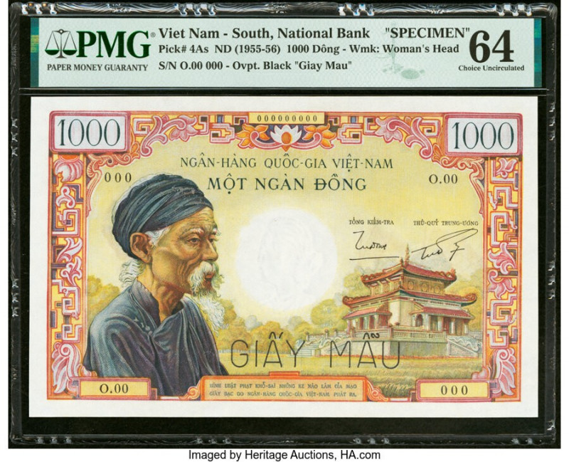 South Vietnam National Bank of Viet Nam 1000 Dong ND (1955-56) Pick 4As Specimen...