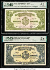 Tonga Government of Tonga 10 Shillings; 5 Pounds 3.11.1966; 2.12.1966 Pick 10e; 12d Two Examples PMG Choice Uncirculated 64; Choice About Unc 58. 

HI...