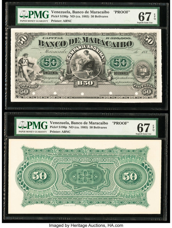 Venezuela Banco de Maracaibo 50 Bolivares ND (ca. 1885) Pick S196p Front and Bac...